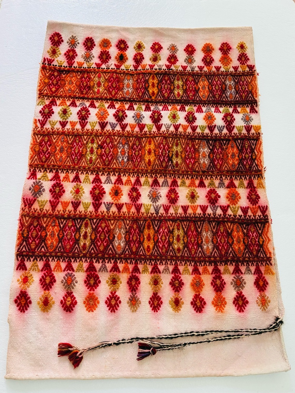 Vintage Mayan Huipil Embroidered Wool Boho Wall Tapestry - 3’ x 2’Category:Home